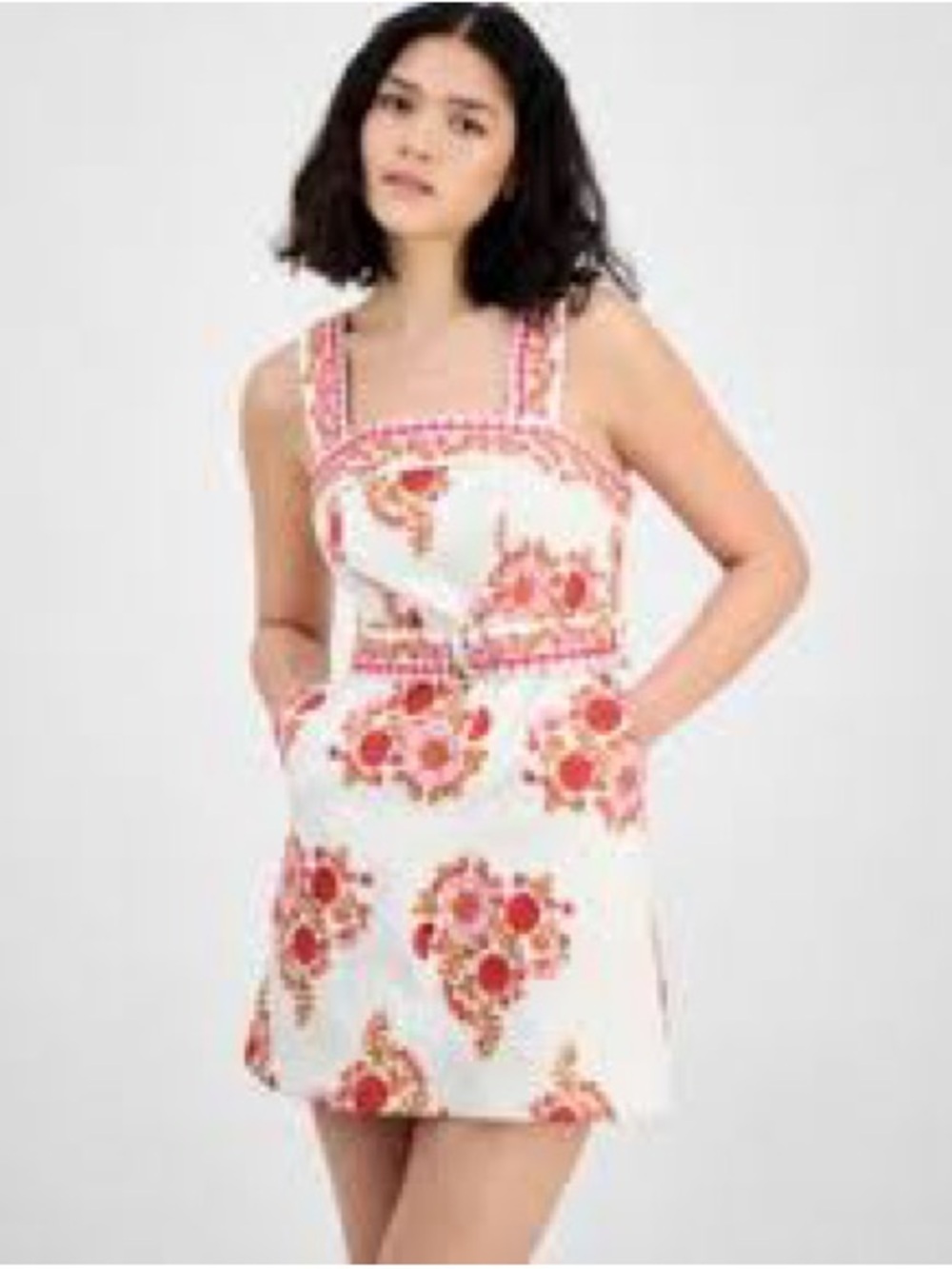 Avec Les filles Floral Strapless Pink Summer Dress mini cherry fit flare 12 - Picture 2 of 5